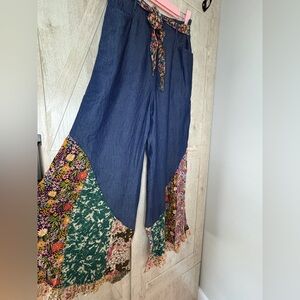 Floral Patchwork Wide Leg Pants